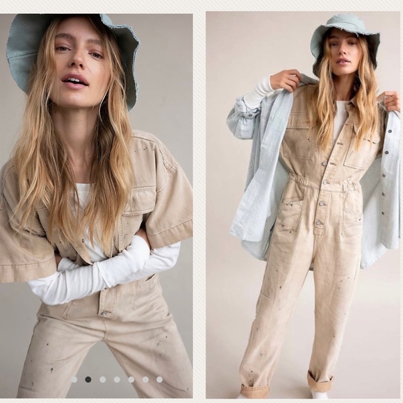 NWT Free People Paint Splatter Jumpsuit - Picture 2 of 12